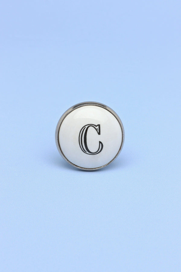 G Decor Alphabet Monogram White Ceramic Door Knob Handle