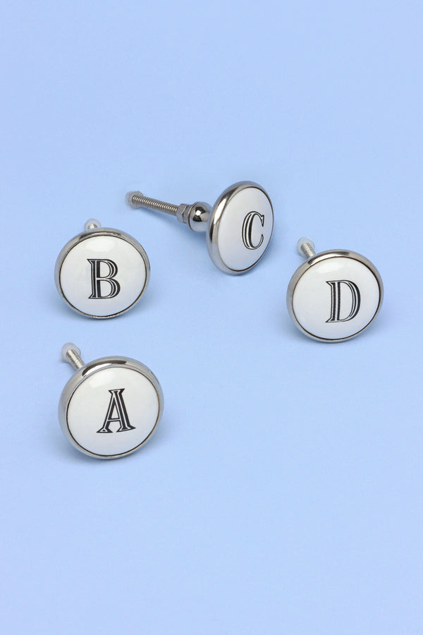 g decor Alphabet Monogram White Ceramic Door Knob Handle