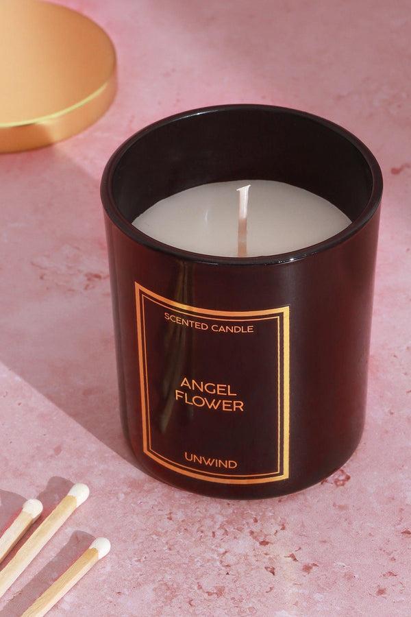 G Decor Angel Flower Hand-Poured Soy Wax Scented Candle Jasmine Heliotrope & Musk In Black Glass Jar Black