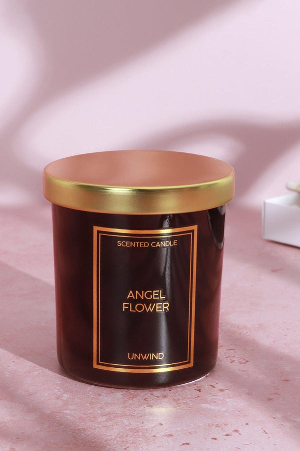 G Decor Angel Flower Hand-Poured Soy Wax Scented Candle Jasmine Heliotrope & Musk In Black Glass Jar Black