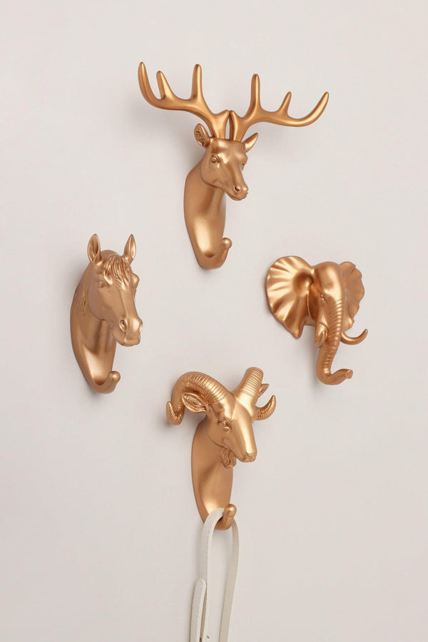 g decor Animal Bronze Gold Wall Hooks Wildlife Coat & Towel Holders for Wall Décor Deer