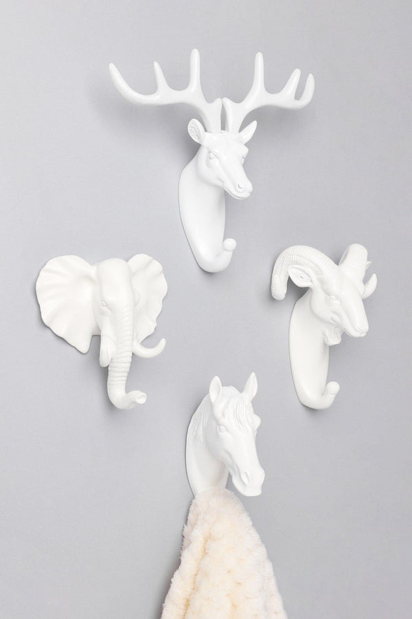 g decor Animal White Wall Hooks Wildlife Coat & Towel Holders for Wall Décor Deer