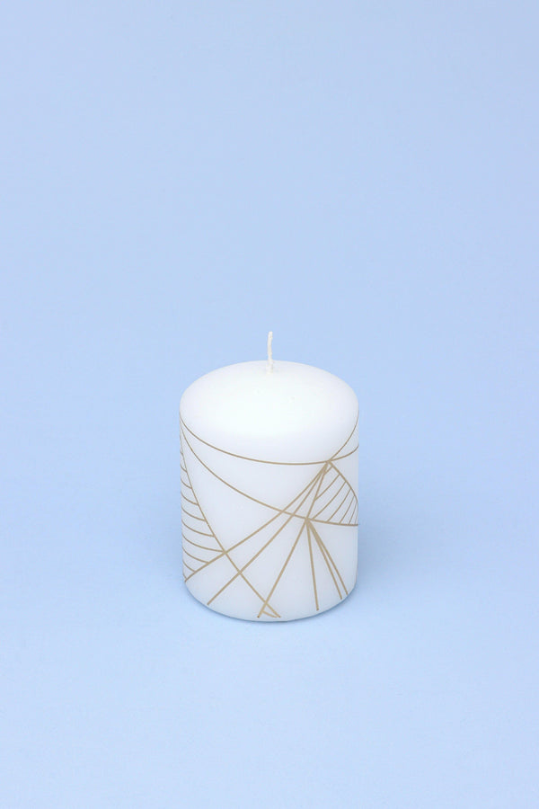 G Decor Aria Geometric Glitter Elegant Pillar Candle