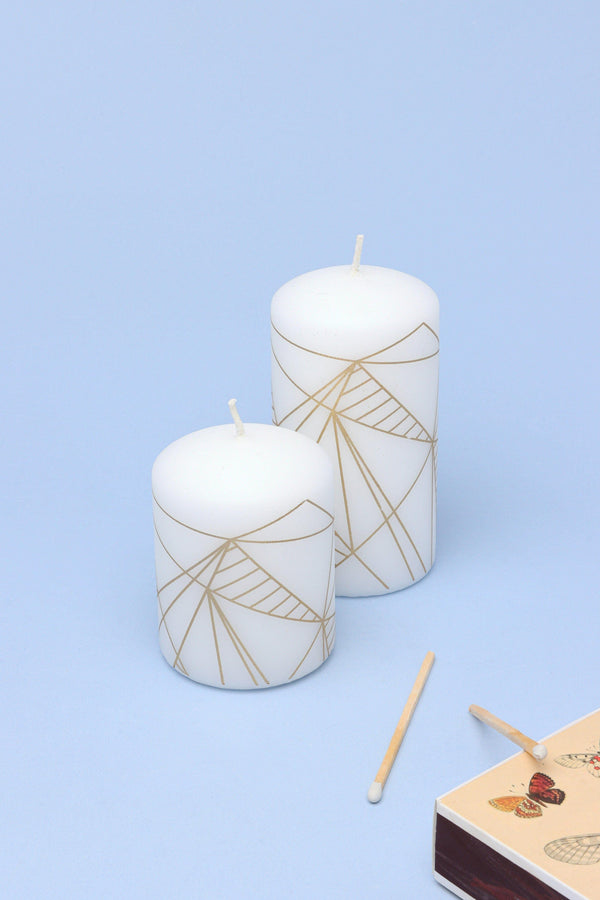 g decor Aria Geometric Glitter Elegant Pillar Candle