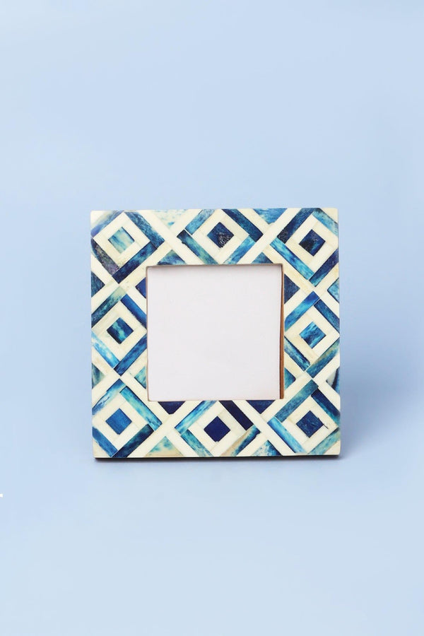 G Decor Azura Handmade Blue Argyle Photo Frame Artistic Picture Display Small