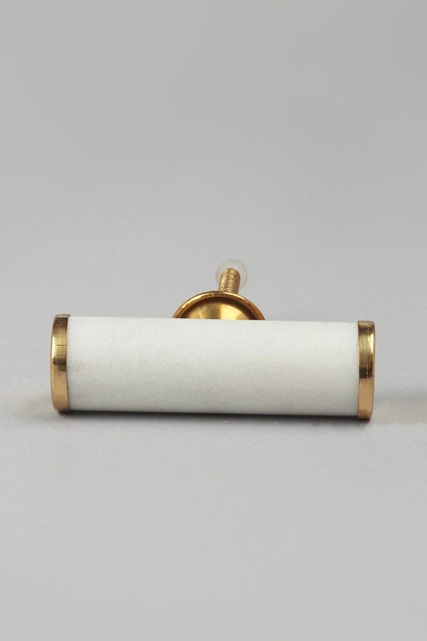 G Decor Bianca Estella Handcrafted Marble Hammered With Brass Pull Knob Hammered With Brass