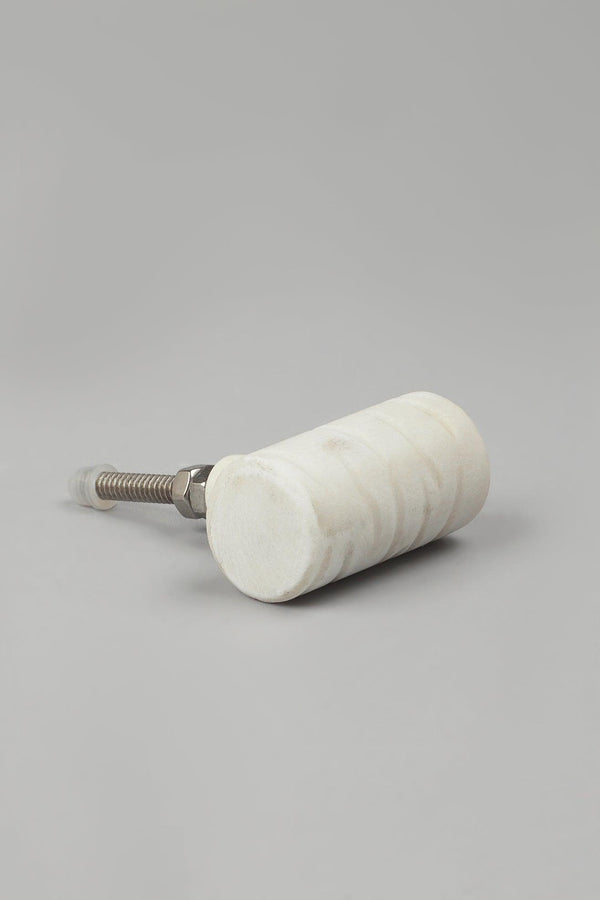 G Decor Bianca Estella Handcrafted Marble Hammered With Brass Pull Knob Hammered With Brass