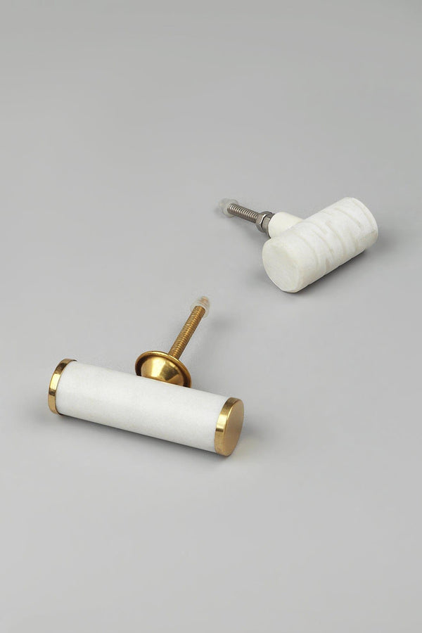 g decor Bianca Estella Handcrafted Marble Hammered with Brass Pull Knob Hammered With Brass