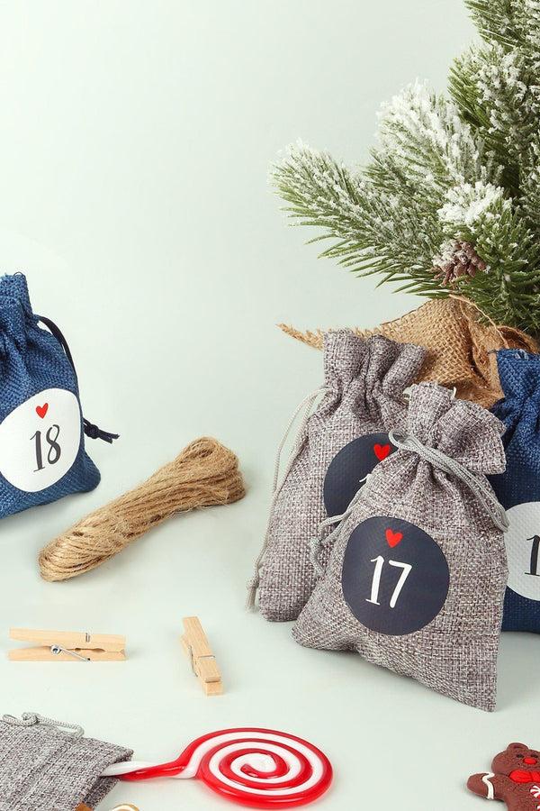 g decor Blue and Grey Cloth Reusable Advent Calendar Bags