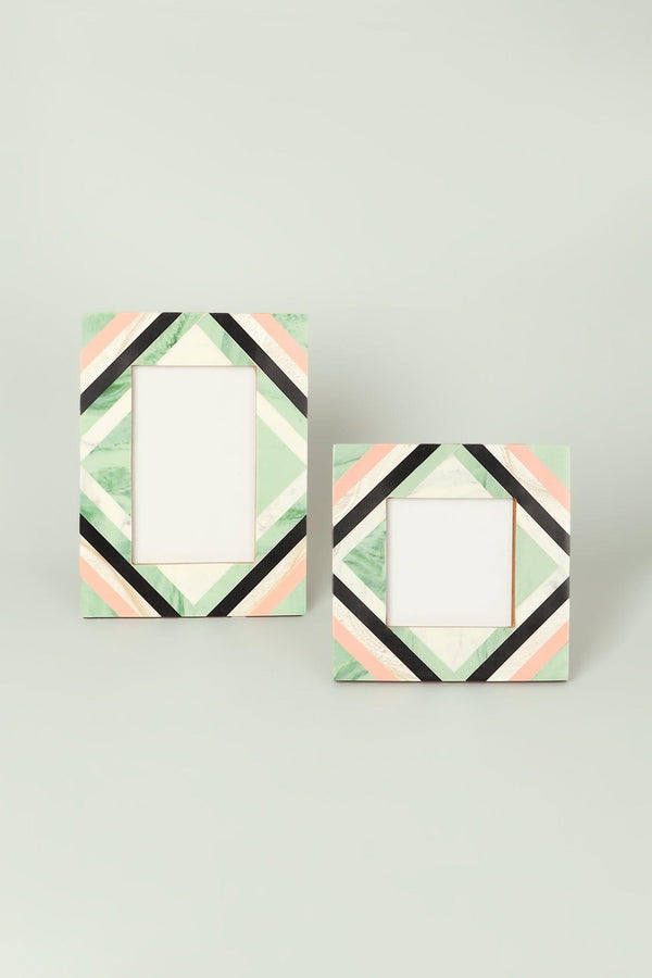 G Decor Blush Handmade Pastel Mosaic Mother-of-Pearl & Marble Photo Frame Natural Wood Finish Small