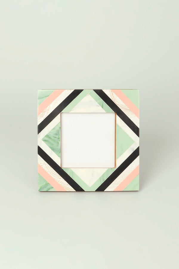 G Decor Blush Handmade Pastel Mosaic Mother-of-Pearl & Marble Photo Frame Natural Wood Finish Small