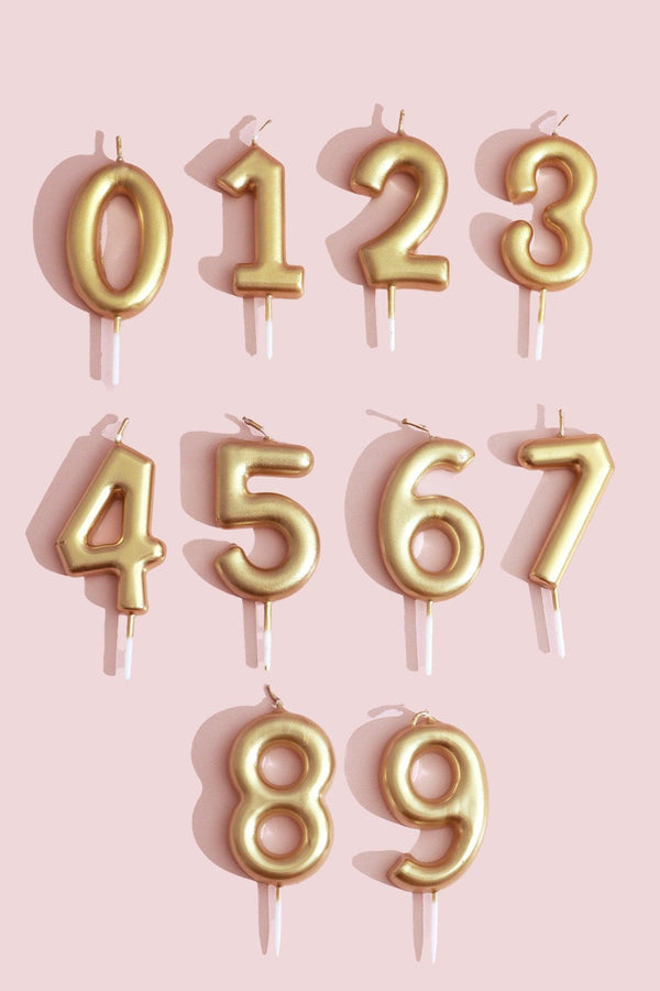 G Decor Brass Gold Number Birthday Candles Metallic Cake Topper From 0 To 9