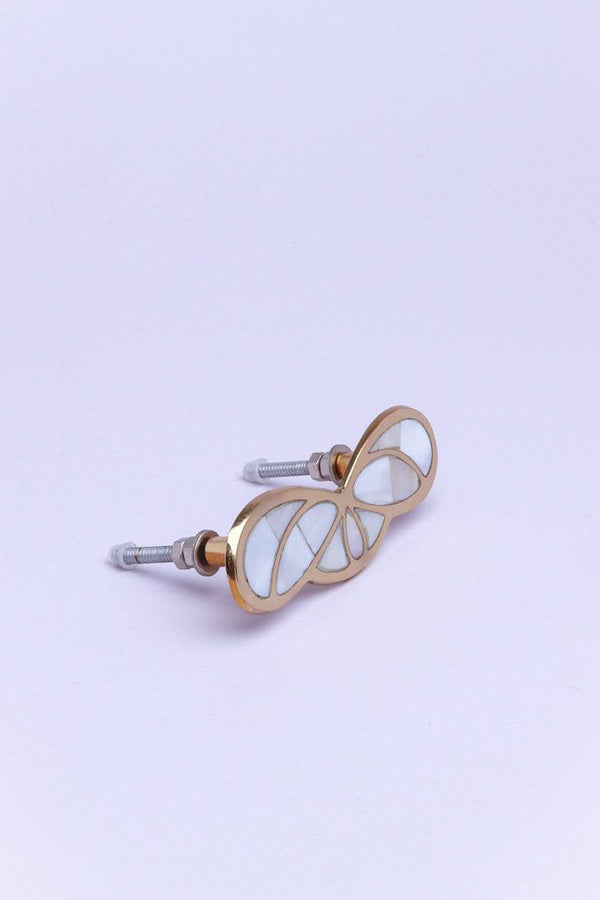 G Decor Butterfly Pearl Gold Brass Cupboard Handles