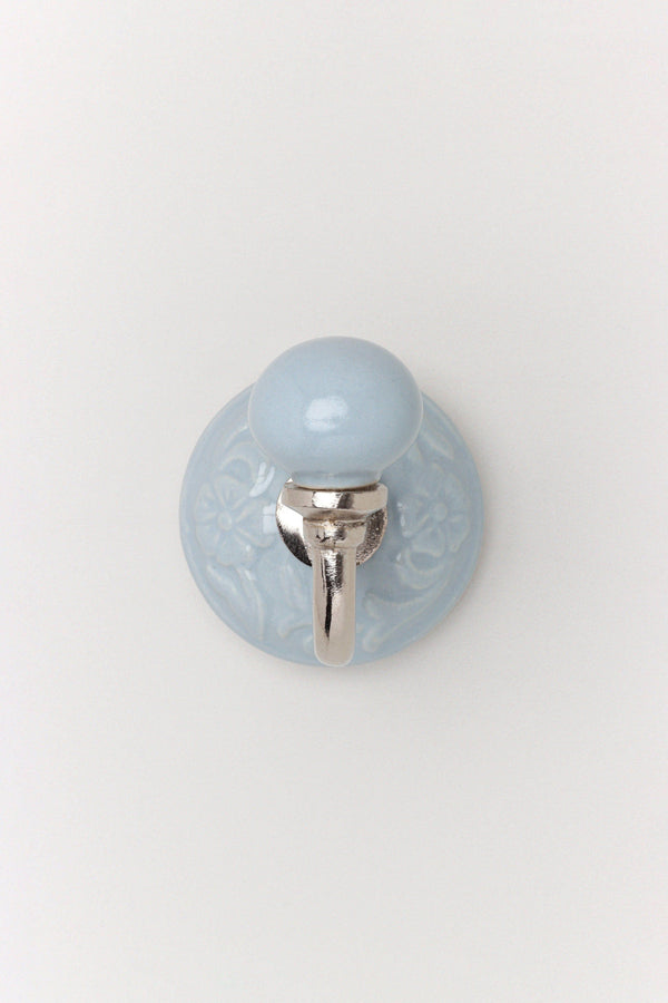 G Decor Cambridge Handcrafted Studio Wall Hook Patterned Ceramic & Chrome Finish Grey