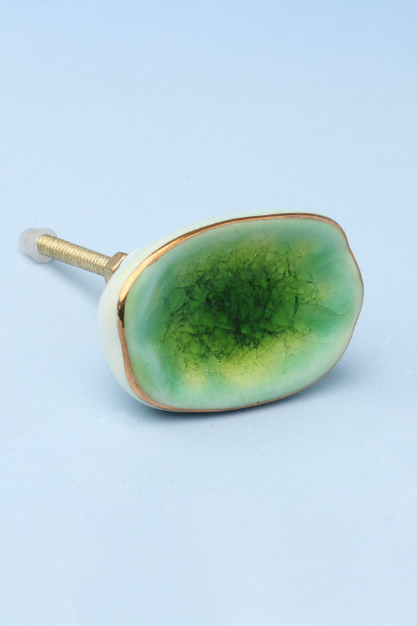 G Decor Capri Handmade & Handpainted Ceramic Door Knobs Cupboard Drawer Pull Door Handles Green