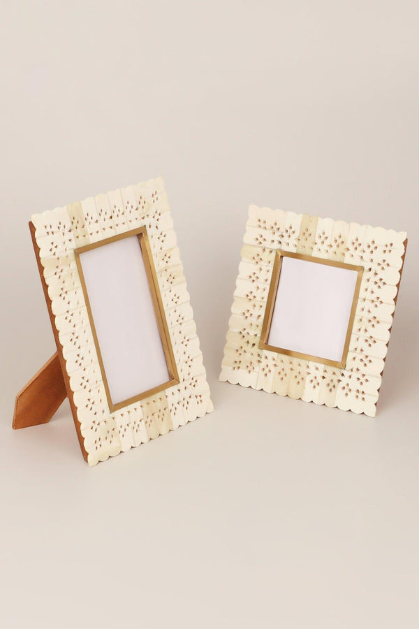 G Decor Carpathian Handmade Brass & Bone Inlay Photo Frame Floral Picture Display Small