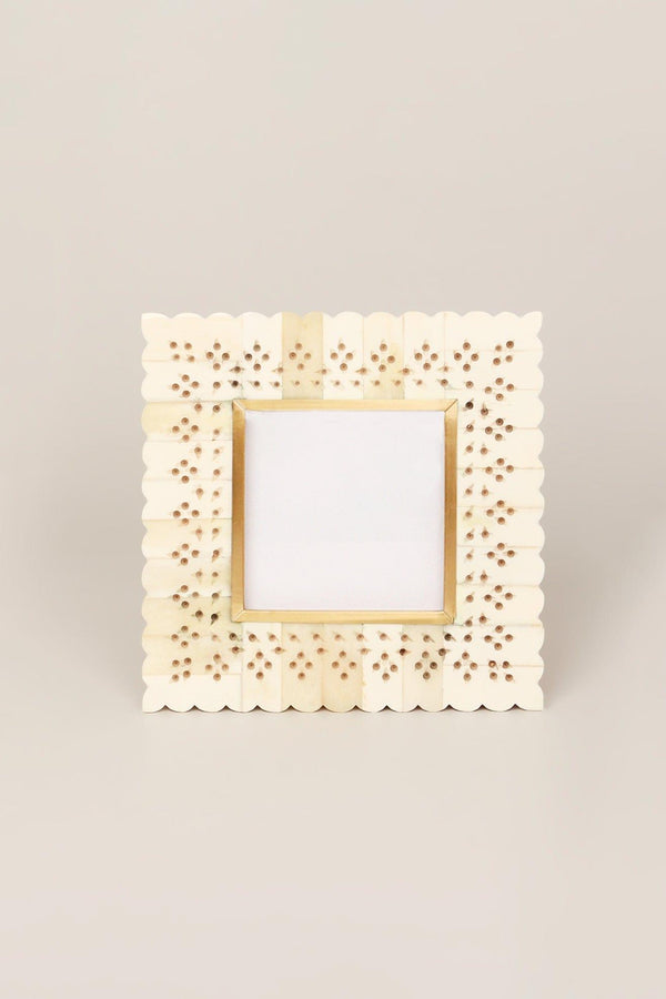 G Decor Carpathian Handmade Brass & Bone Inlay Photo Frame Floral Picture Display Small