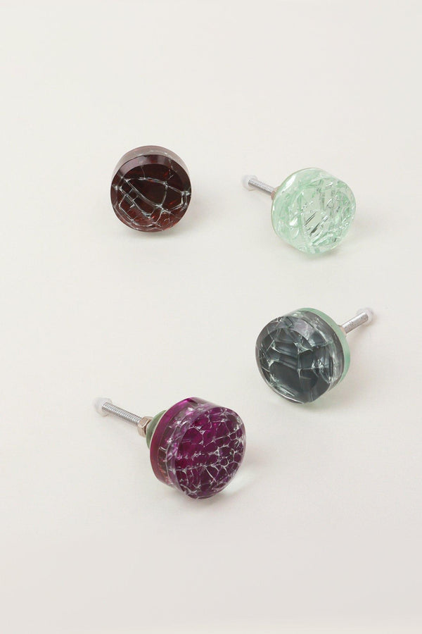 g decor Cascadia Aurora Crystal Crackle Mirror Glass Pull Knob Shades Edition White