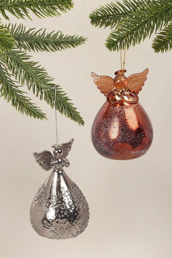G Decor Celestia Glass Light-Up Angel Ornament Golden Glow & Silver Sparkle Designs Silver