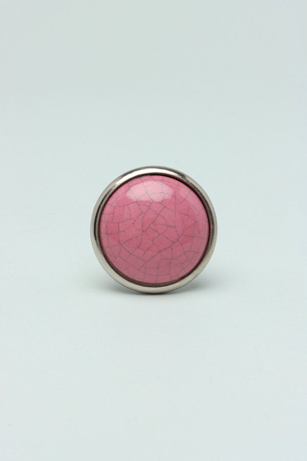 G Decor Charming Crackle Colour Glazed Door Knobs With Chrome Base Pink