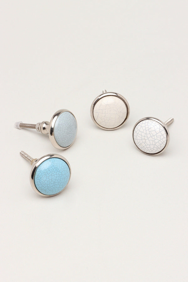 g decor Charming Crackle Glazed Door Knobs with Chrome Base Cream