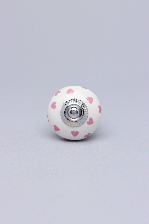 G Decor Charming Polka Heart Ceramic Door Knob Grey