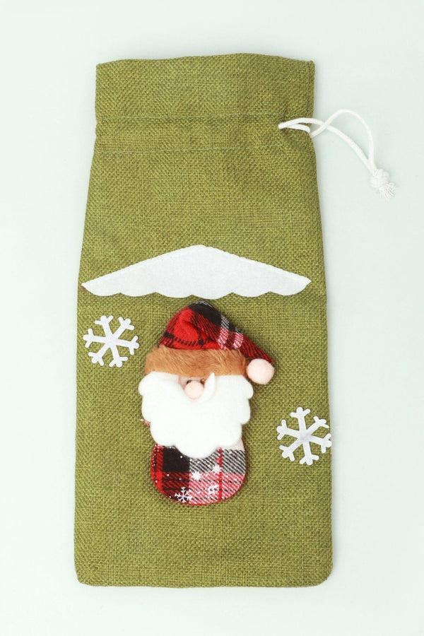G Decor Christmas Santa Green Wine Alcohol Bottle Xmas Gift Cover Bag