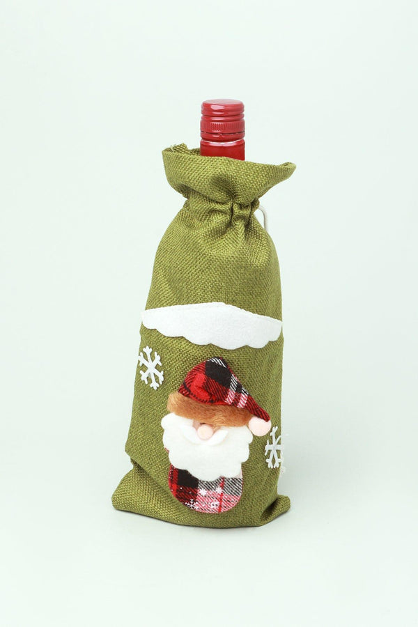 g decor Christmas Santa Green Wine Alcohol Bottle Xmas Gift Cover Bag