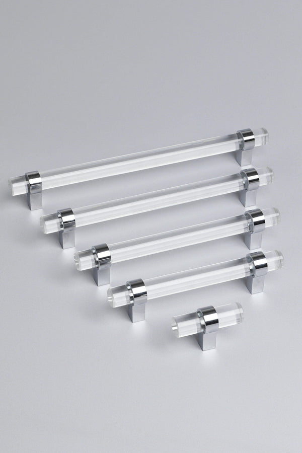 g decor Clear Glass Cabinet Bar Handles With Chrome Finish 50 mm