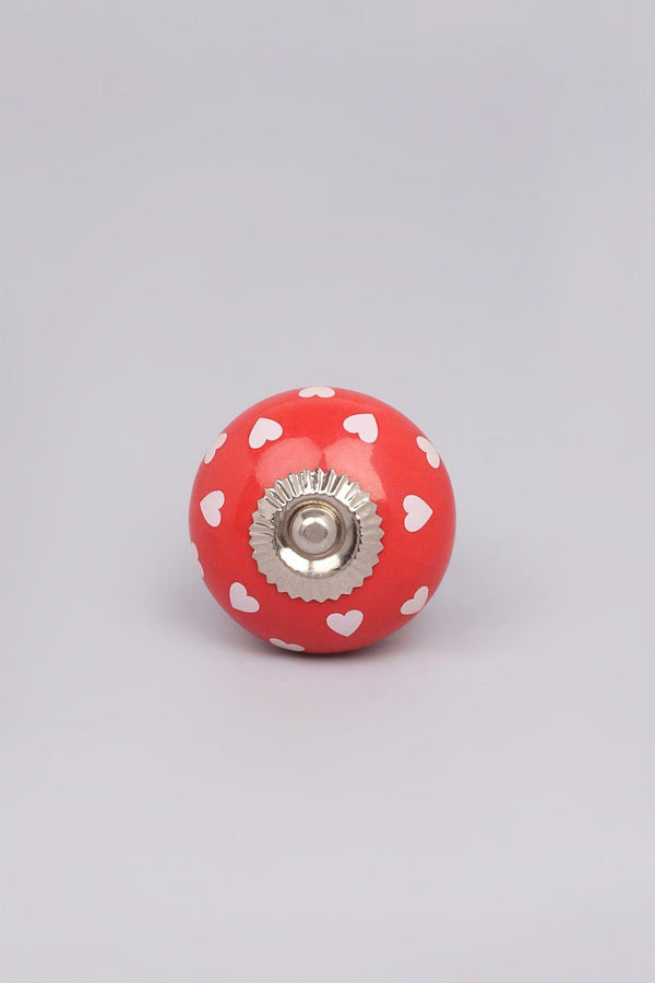 G Decor Coloured Bold Polka Hearts Ceramic Door Knobs Black
