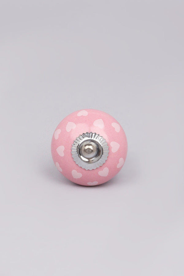 G Decor Coloured Pastel Polka Hearts Ceramic Door Knobs Blue