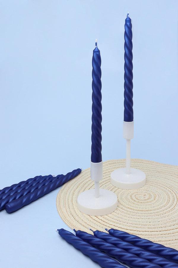 g decor Coraline Cérulea Set of 2 10 or 20 Royal Blue Twisted Dinner & Taper Candles Set of 10