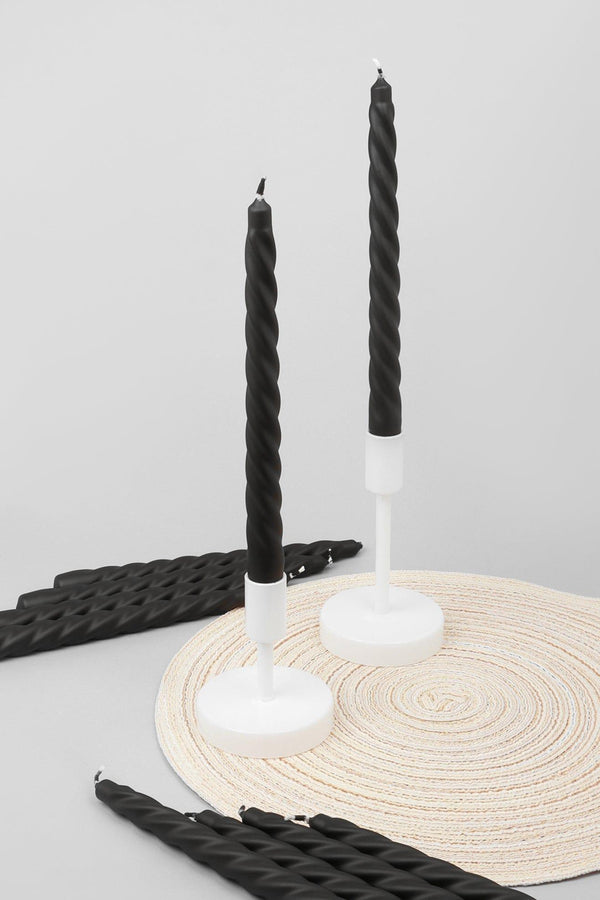 g decor Coraline Nocturra Set of 2 10 or 20 Matte Black Twisted Dinner & Taper Candles Set of 10