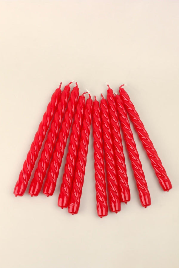 G Decor Coraline Rouvière Set Of 2 10 Or 20 Crimson Red Twisted Dinner & Taper Candles Set Of 2