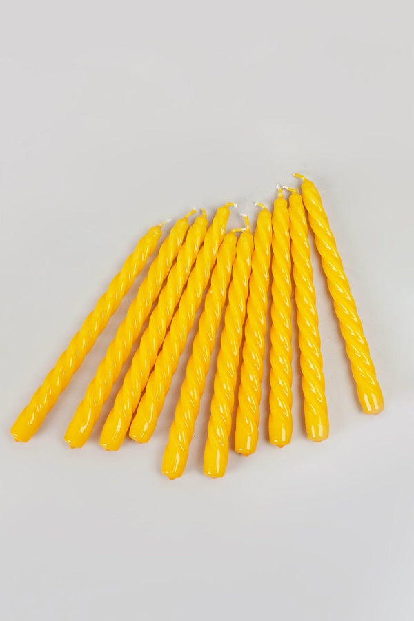 G Decor Coraline Solaira Set Of 2 10 Or 20 Golden Yellow Twisted Dinner & Taper Candles Pack Of 2