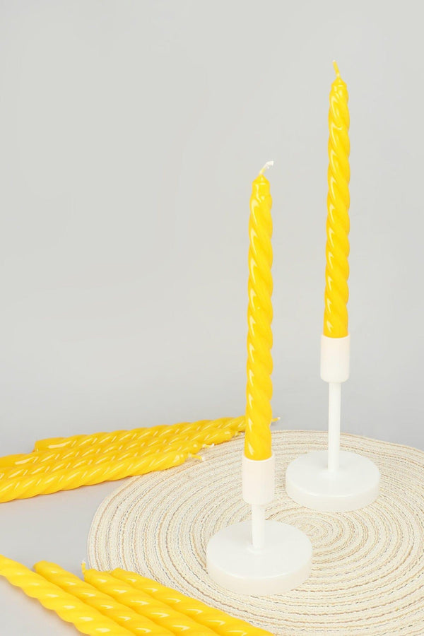 g decor Coraline Solaira Set of 2 10 or 20 Golden Yellow Twisted Dinner & Taper Candles Pack of 2
