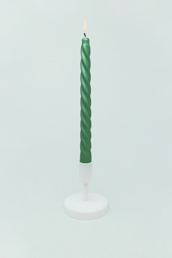 G Decor Coraline Verdéline Set Of 2 10 Or 20 Forest Green Twisted Dinner & Taper Candles Set Of 10