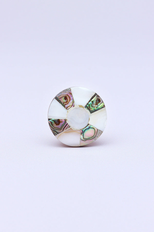 G Decor Cordelia Handcrafted Mother Of Pearl With Brass Gold Finish Pull Door Knob White