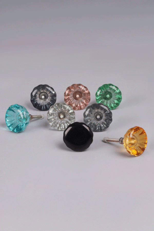 G Decor Crystal Glass Flower Torus Pull Knob Orange