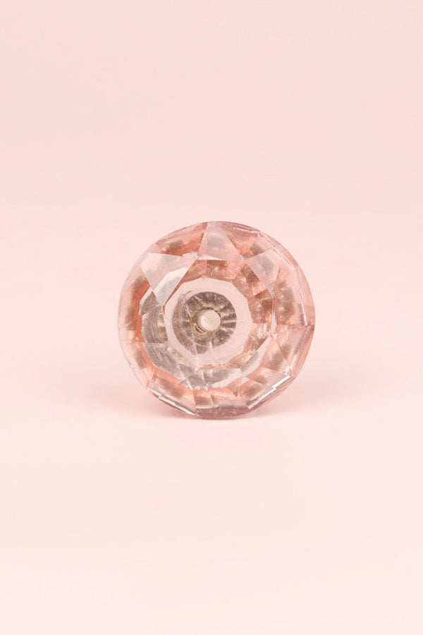 G Decor Crystal Handcrafted Coloured Faceted Glass Cupboard Door Knob Handle (42mm) Light Pink