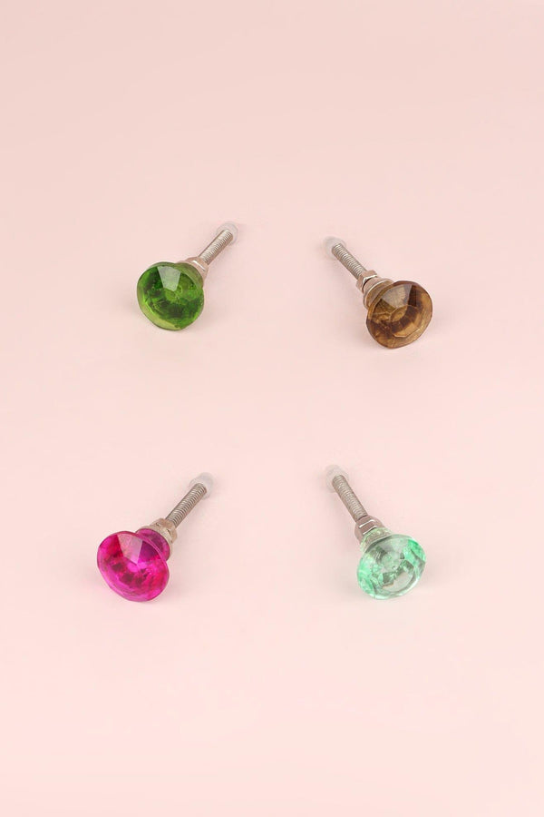 g decor Crystal Handcrafted Coloured Faceted Glass Cupboard Door Knob Handle (22mm) Brown
