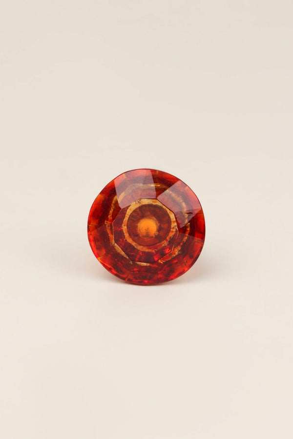 G Decor Crystal Handcrafted Coloured Faceted Glass Cupboard Door Knob Handle (32mm) Orange