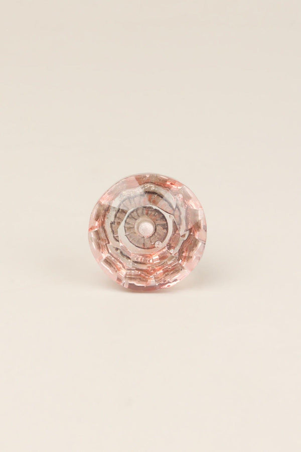 G Decor Crystal Handcrafted Coloured Faceted Glass Cupboard Door Knob Handle (32mm) Light Pink