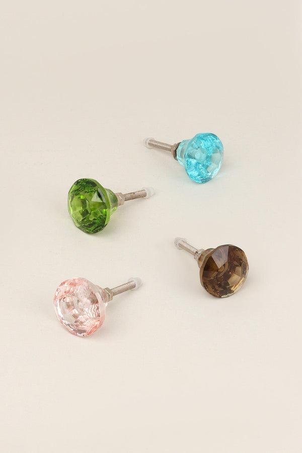 g decor Crystal Handcrafted Coloured Faceted Glass Cupboard Door Knob Handle (32mm) Light Pink