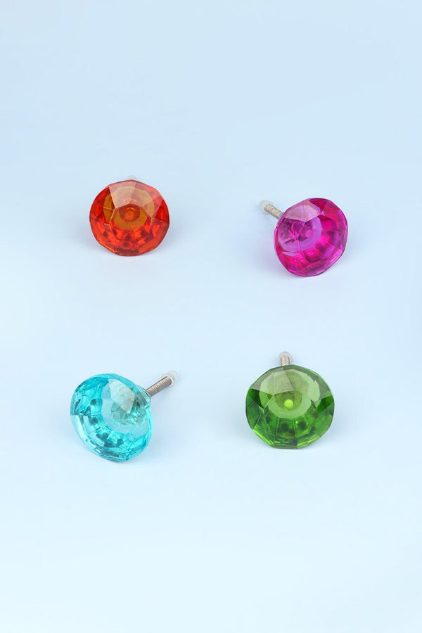g decor Crystal Handcrafted Coloured Faceted Glass Cupboard Door Knob Handle (42mm) Dark Green