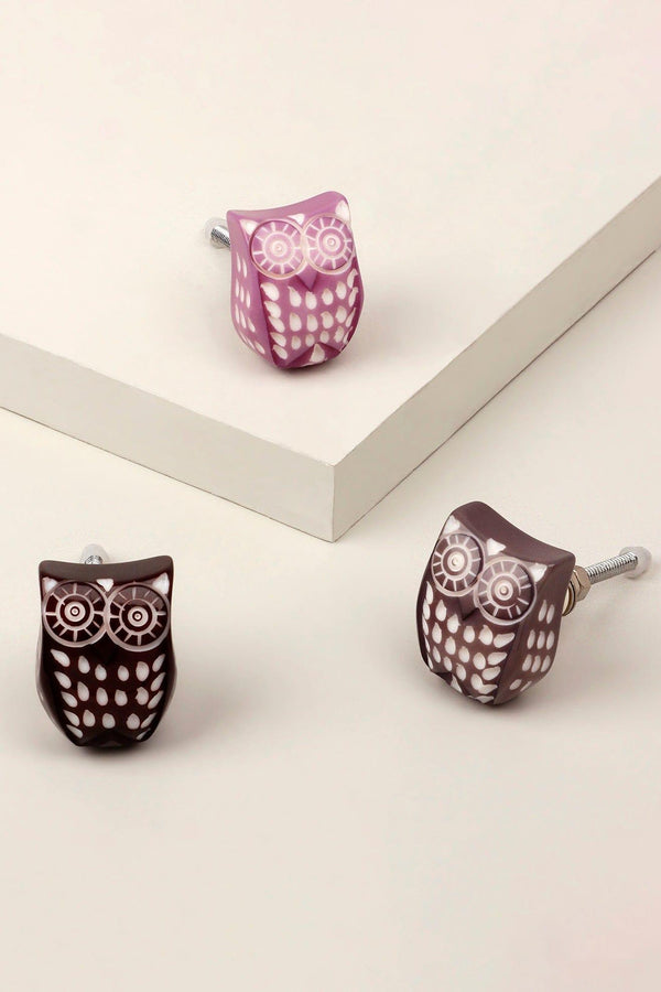 g decor Designer Hand-Engraved Resin Owl Cabinet Knob Unique In-House Twist on a Classic Grey