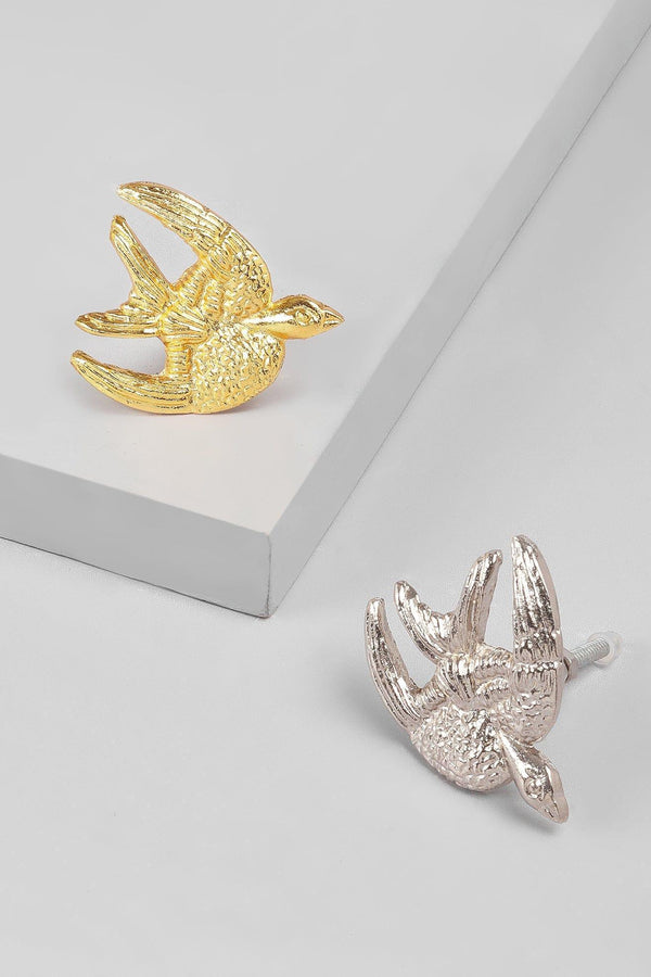 g decor Designer Handcrafted Free-Spirited Bird Swallow Cupboard & Drawer Handle Silver