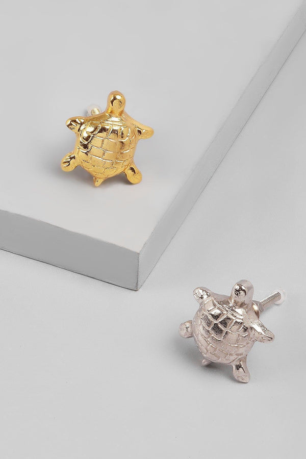 g decor Designer Handcrafted Nature-Inspired Turtle Cupboard & Drawer Handle Silver