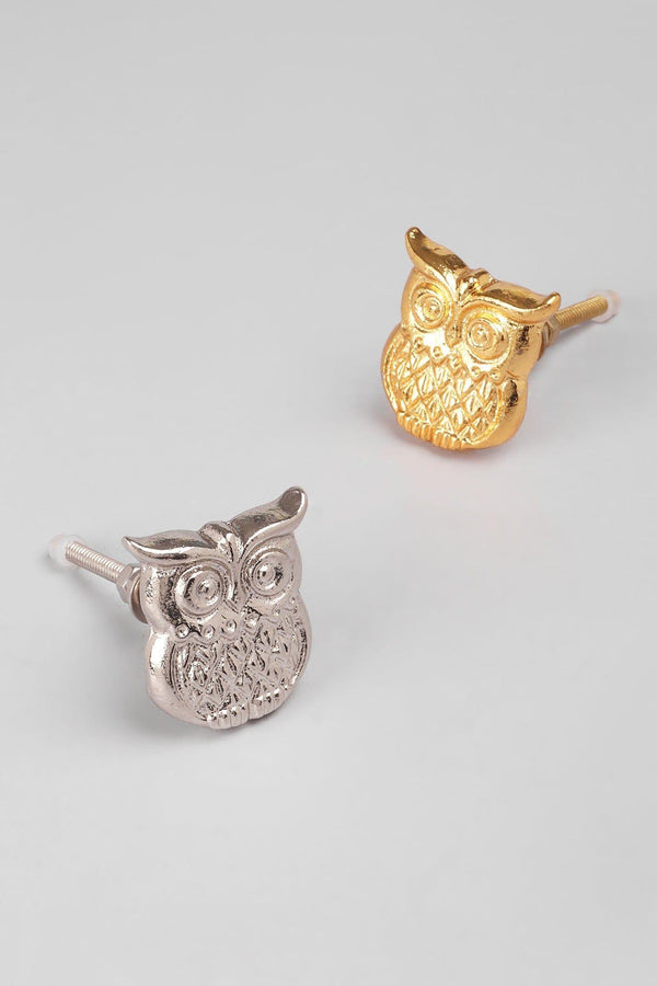 g decor Designer Handcrafted Owl Cabinet Knob Gold & Silver Drawer Handle Silver