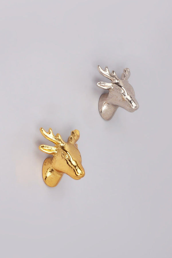 G Decor Designer Handcrafted Wild Elegance Stag Cupboard & Drawer Silver